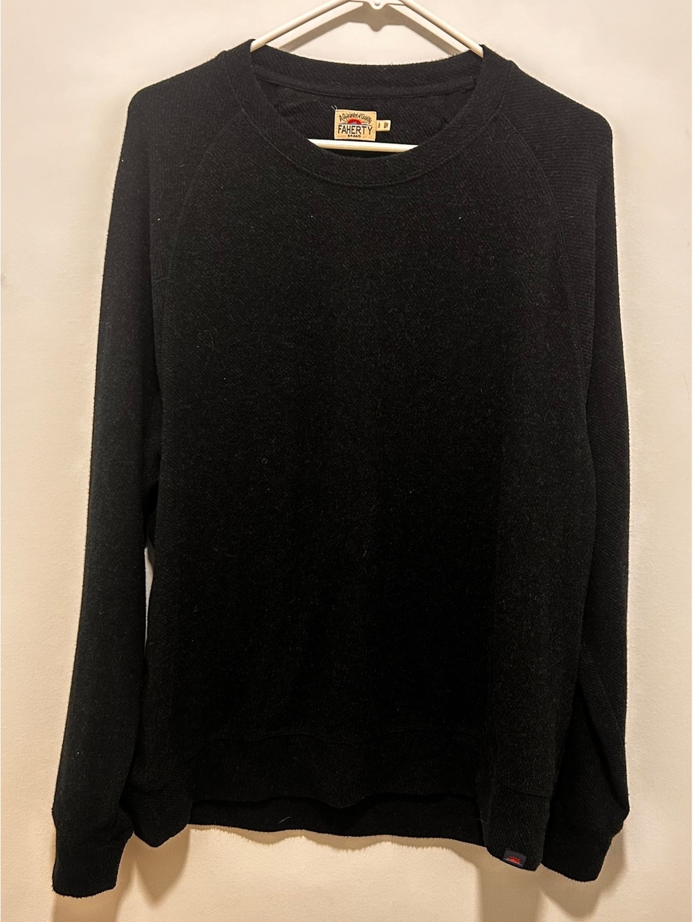 Faherty Brand Black Crewneck Pullover Sweatshirt Size Large